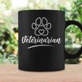 Veterinär Tassen mit Pfotenabdruck in Schwarz, Herzdesign für Tierärzte Geschenkideen