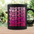 Vintage Justin Personalized Name I Love Justin Groovy Coffee Mug Gifts ideas