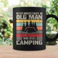 Vintage Never Underestimate An Old Man Who Loves Camping Coffee Mug Gifts ideas