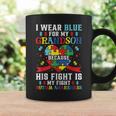 I Wear Blue For My Grandson Autism Awareness Grandma Grandpa Coffee Mug Gifts ideas
