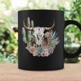 Western Boho Chic Longhorn Bull Skull Cactus Beige Pattern Coffee Mug Gifts ideas
