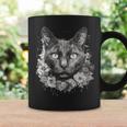 Wiccan Wicca Moon Cat With Flowers Pagan Witch Geometric Coffee Mug Gifts ideas