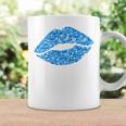 80S & 90S Kiss Mouth Lips Motif Vintage Blue Coffee Mug Gifts ideas