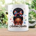 Autie Aunt Life Afro Black Autism Awareness Messy Bun Coffee Mug Gifts ideas