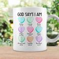 Christian Bible Verse God Says I Am Candy Heart Valentines Coffee Mug Gifts ideas