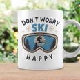 Dont Worry Ski Happy Slogan Skiing Tassen Geschenkideen