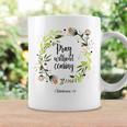 Floral Christian Pray Without Ceasing Bible Verse Motivation Coffee Mug Gifts ideas