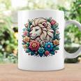 Floral Lion Head With Vintage Flowers Cartoon Animal Lover Coffee Mug Gifts ideas