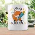 Kinder Endlich Schulkind 2024 Fox School Cone School Fox Gray Tassen Geschenkideen