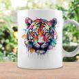 Obra De Arte De Tigre Colorido Animal Arte Tigre Taza de café Ideas de regalos