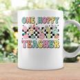 One Hoppy Teacher Bunny Easter Day Groovy Retro Boy Girl Coffee Mug Gifts ideas