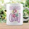 Personalisiertes Einhorn-Geburtstagsshirt Hanna 04, Weiß mit Name & Zahl Tassen Geschenkideen