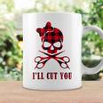 Red Plaid I'll Cut You Hair Stylist Skull Coffee Mug Gifts ideas