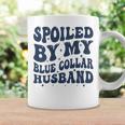 Spoiled By My Blue Collar Husband Retro Groovy Wife Text Coffee Mug Gifts ideas