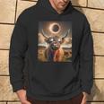 2024 Total Solar Eclipse Highland Cow Wearing Sunglasses Hoodie Lifestyle