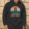 9Th Birthday Vintage Retro 9 Years Old Awesome Since 2015 Hoodie Lifestyle
