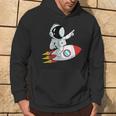 Astronaut und Rakete im Weltraum Hoodie, Unisex Schwarz Lebensstil