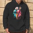 Baseball Ice Cream Watercolor Sports Lover Ice Cream Cone Hoodie Lifestyle
