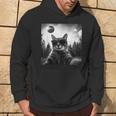 Cat Solar Eclipse 2024 Totality Meme Retro Cat Selfie Hoodie Lifestyle