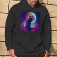 Cute Black Cat Spooky Yellow Purple Full Moon Logo Hoodie Lifestyle