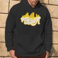 Cute Pittsburgh Skyline Black And Yellow Lettering Hoodie Lifestyle