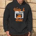 Damen Wake & Bake Thanksgiving Truthahn Lustiger Papa Witz Friendsgiving Mit-Ausschnitt Kapuzenpullover Lebensstil