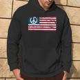 Distressed American Usa Flag With Peace Sign Hoodie Lifestyle