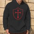 Distressed Knights Templar Cross And Shield Crusader Hoodie Lifestyle
