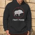 Fast Food Wildschweinjagd Lustige Tierwelt Jäger Papa Kapuzenpullover Lebensstil