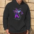 Hummingbird Holding Purple Ribbon Alzheimer's Awareness Hoodie Lifestyle