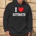 I Love Automats Schwarzes Hoodie, Herz-Motiv Design Lebensstil