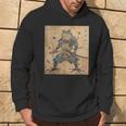 Japanese Samurai Frog In Ukiyo-E Woodblock Style Hoodie Lifestyle