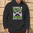 Level 8 Unlocked Awesome Since 2016 8Th Birthday Gaming Boys Hoodie Lifestyle