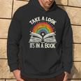 Take A Look A Book Vintage Reading Librarian Rainbow Hoodie Lifestyle