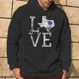 Love Dallas Texas Cowboy Or Cowgirl State Outline Distressed Hoodie Lifestyle