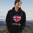 I Love London Distressed Union Jack Heart Hoodie Lifestyle