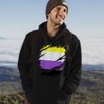 Non-Binary Enby Pride Flag Ripped Hoodie Lifestyle