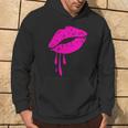 Rosa Lippen Kuss 80er Jahre Lippenstift Make-Up Liebhaber Hoodie Lebensstil