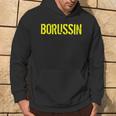 Schwarzes Hoodie mit gelbem BORUSSIN Schriftzug, Fußballfan Bekleidung Lebensstil