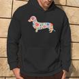 Smooth Dachshund Watercolor Flowers Hoodie Lifestyle