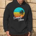 Summer Vibes Retro 80S Beach Scene Palm Tree Sunset Vacation Hoodie Lifestyle