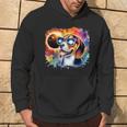 Total Solar Eclipse 2024 Colorful Beagle Dog Wearing Glasses Hoodie Lifestyle