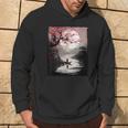 Vintage Cherry Blossom And Fishing Woodblock Japanese Hoodie Lifestyle