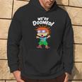 We're Doomed White Text With Chucky Hoodie Lifestyle