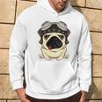 Pug Dog Wearing Steampunk Aviator Helmet Hoodie Lifestyle