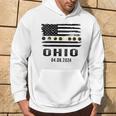 Total Solar Eclipse 2024 Totality Ohio Usa American Flag Hoodie Lifestyle