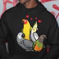 African Grey Cockatiel Sun Conure Senegal Parrot With Hearts Hoodie Unique Gifts