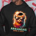 Arkansas Total Solar Eclipse 2024 Cat Wearing Glasses Hoodie Funny Gifts