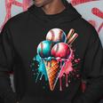 Baseball Ice Cream Watercolor Sports Lover Ice Cream Cone Hoodie Unique Gifts