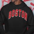 Boston Varsity Style Red Text With White Outline Hoodie Unique Gifts